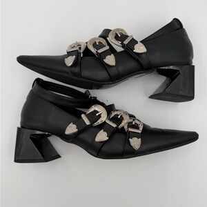 Guanghuiyuzu  Black Women's Shoes with Metal Buckle Straps Size 40 (9)